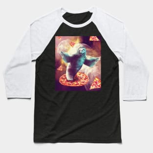 Funny Space Sloth With Pizza Baseball T-Shirt